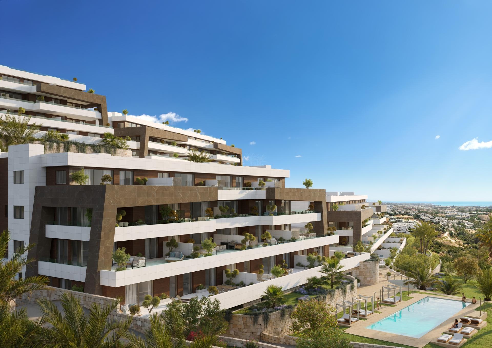 Lift lobby inside new-build apartment building, El Velerín, Estepona