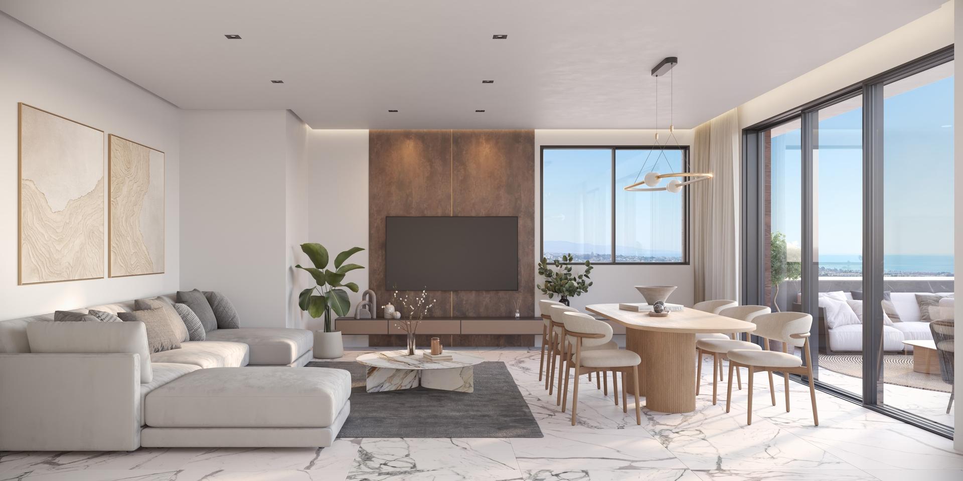 Bathroom with vanity unit in 5-bedroom new-build apartment, El Velerín, Estepona