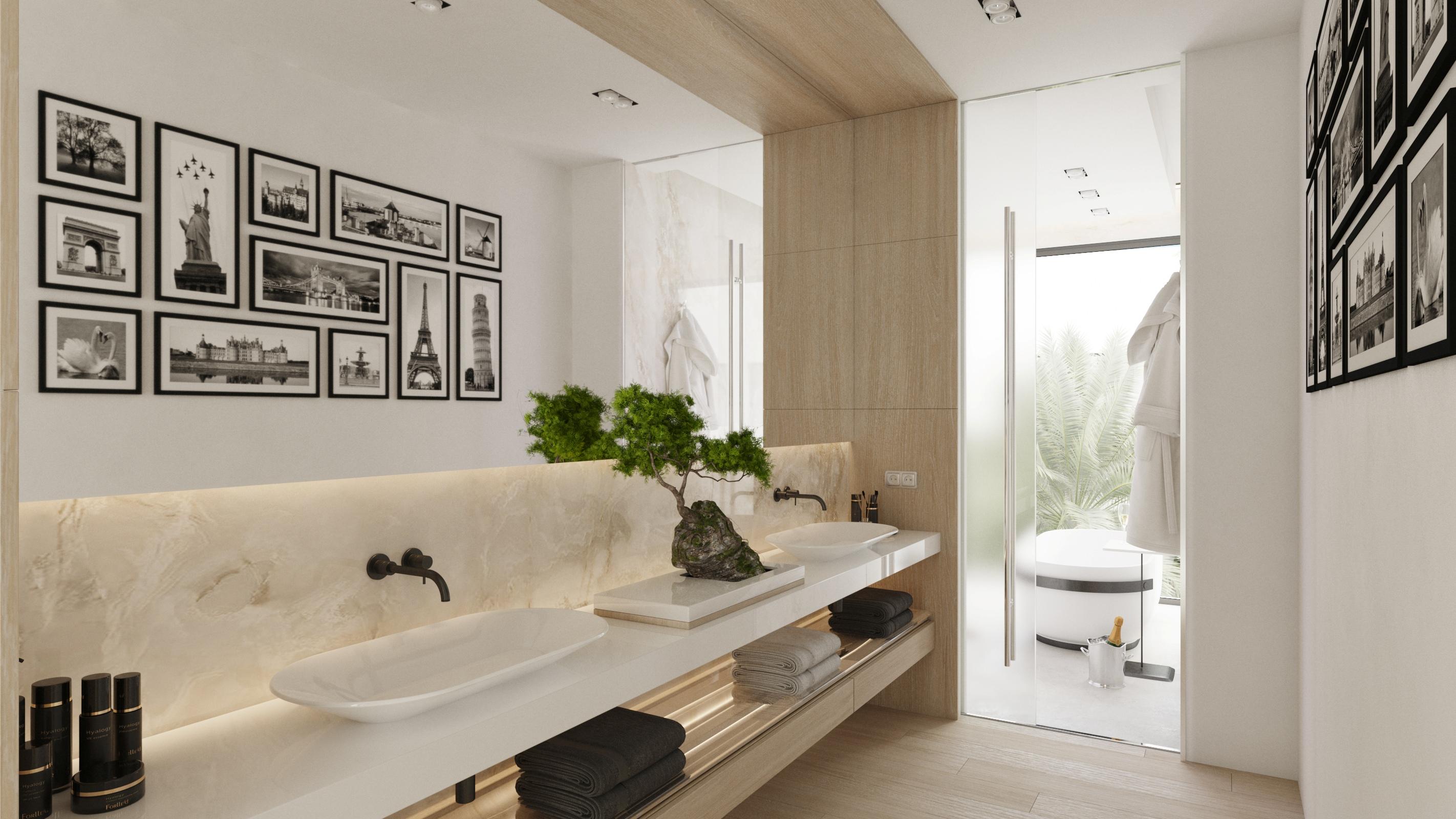 Hallway and staircase in 7-bedroom new-build villa, Nagueles, Marbella