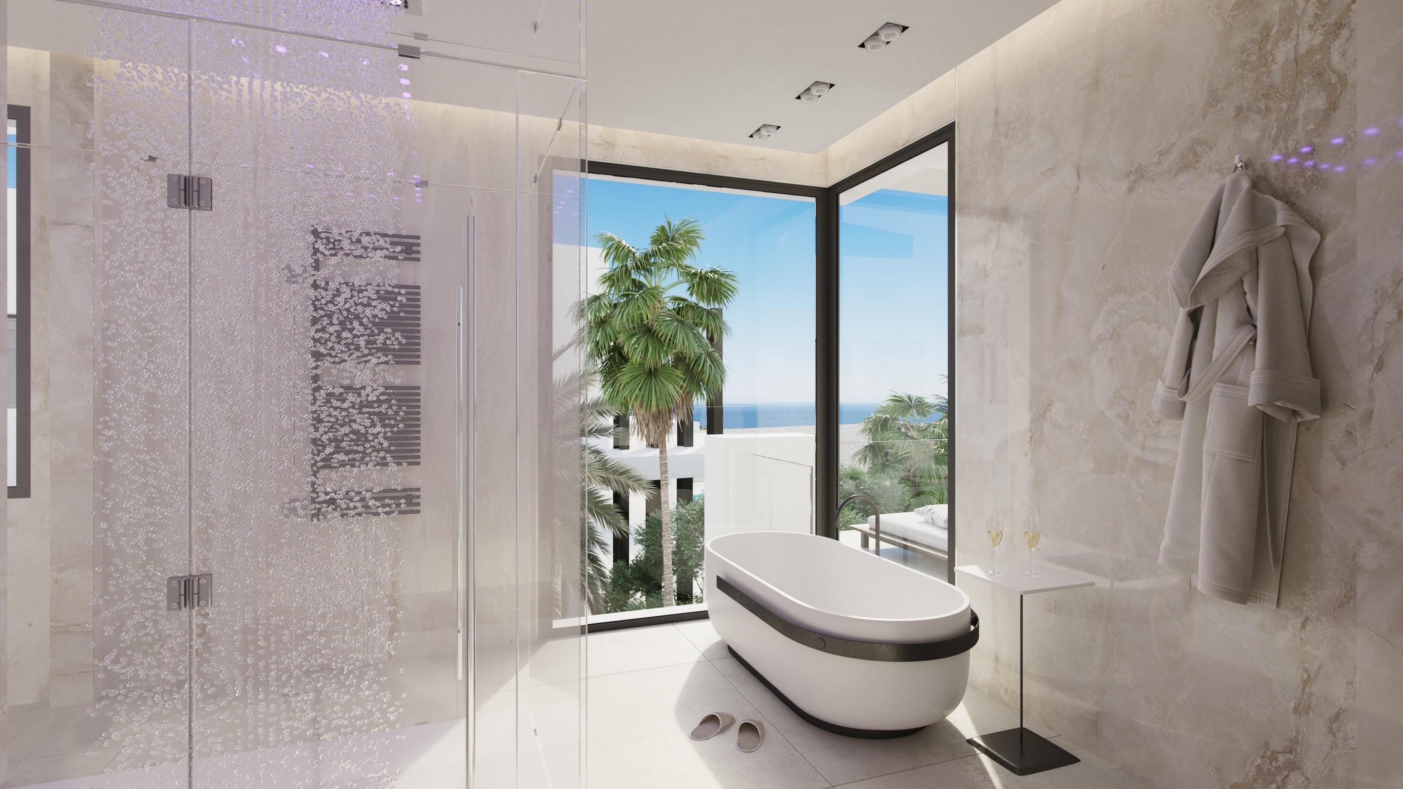 Rooftop solarium terrace in 7-bedroom new-build villa, Nagueles, Marbella