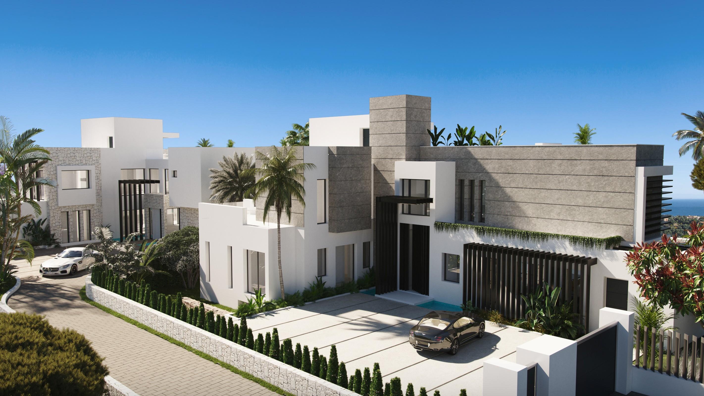 Exterior facade of new-build villa in Nagueles, Marbella