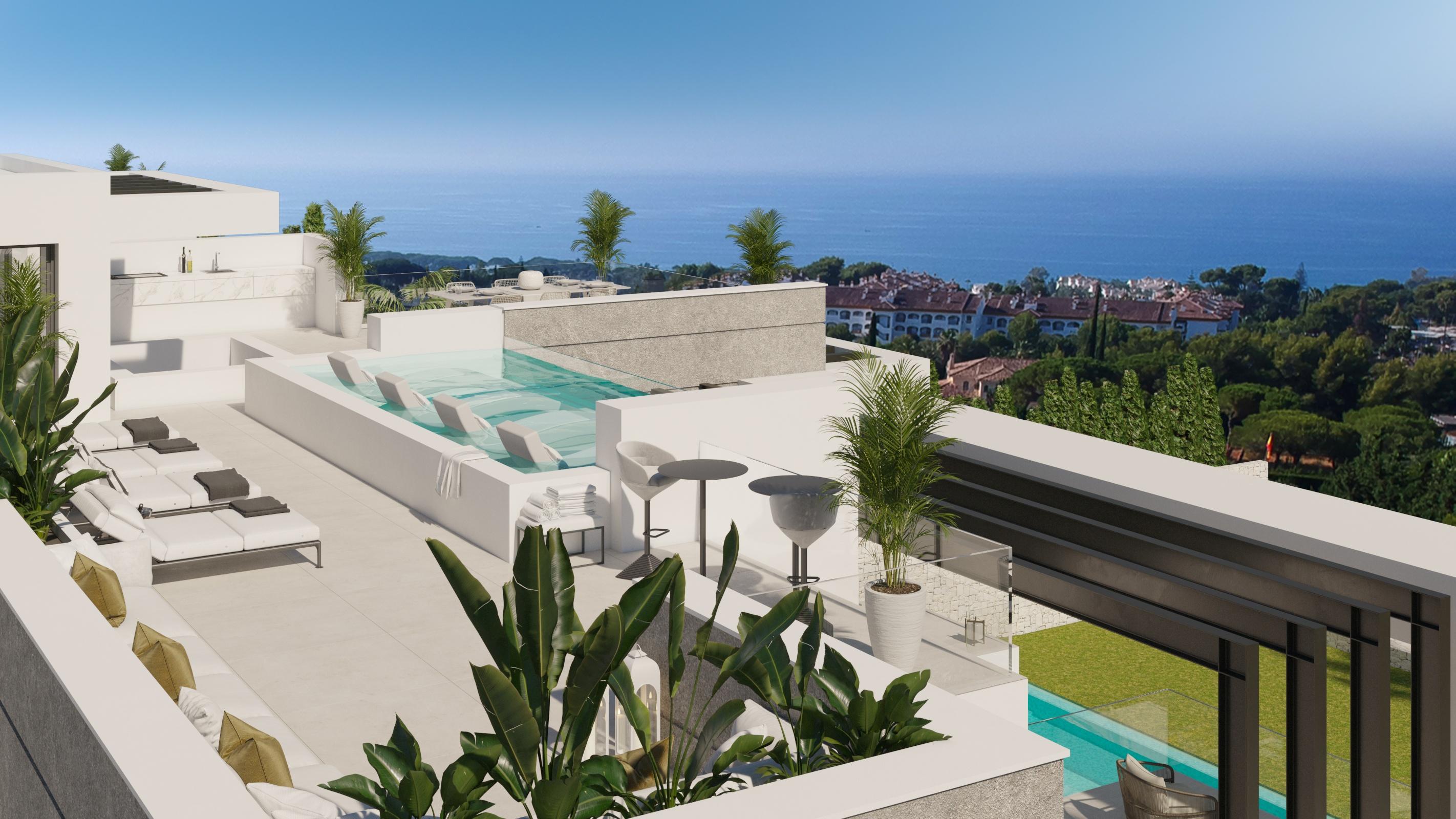 Elevated view of 1,850m2 villa plot in Nagueles, Marbella