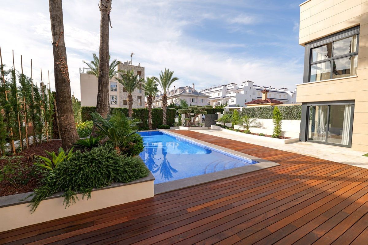 Architectural exterior detail of new-build villa, La Veleta, Torrevieja