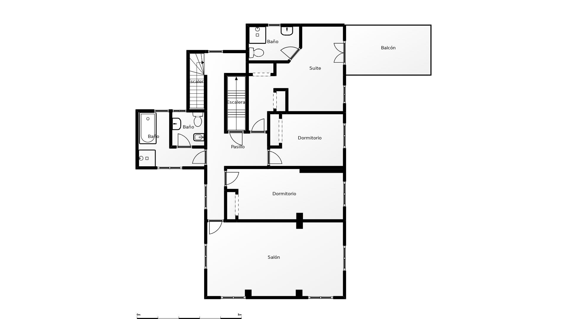 Upper floor plan of 4-bedroom villa, La Mata, Torrevieja