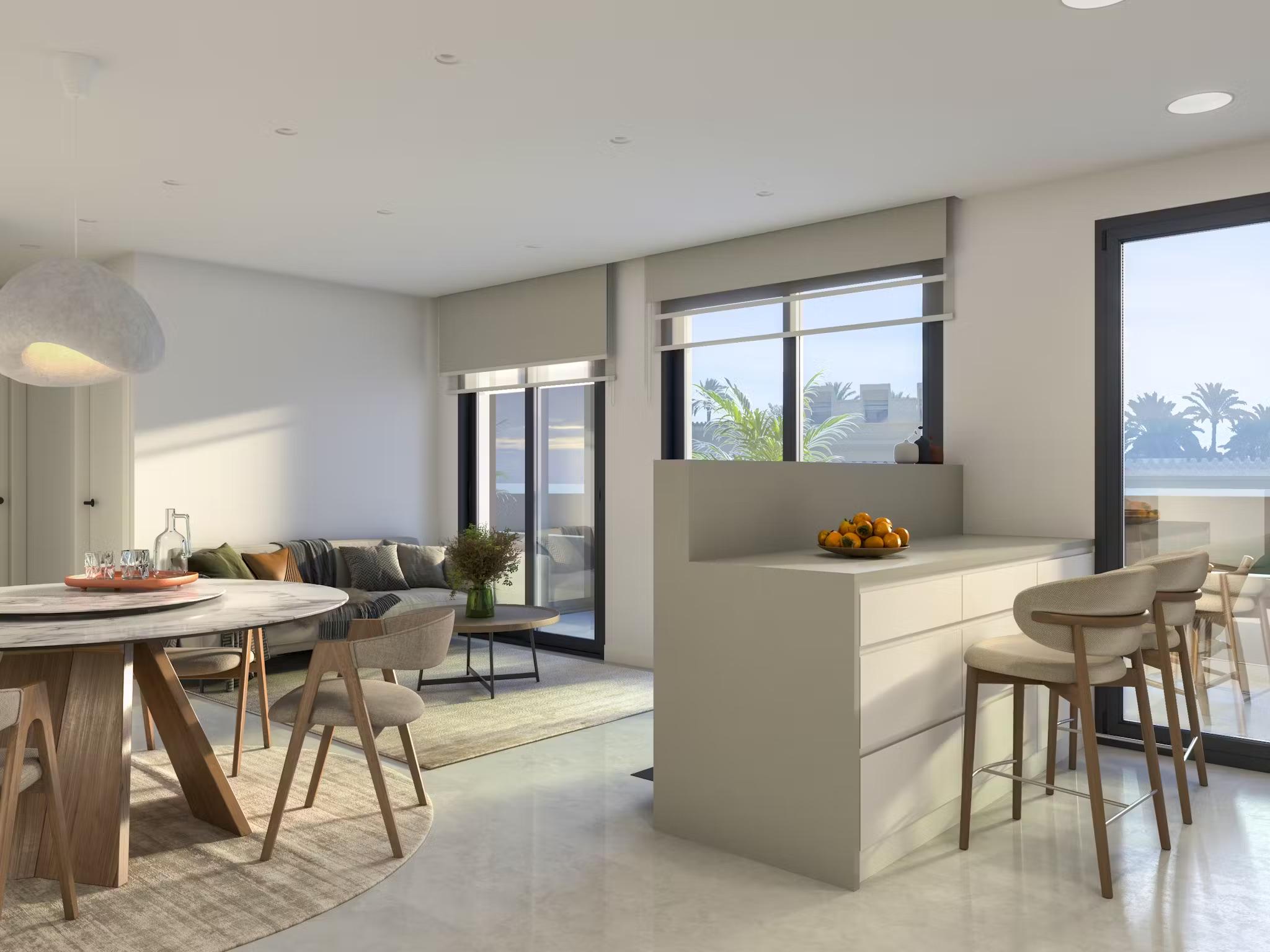 Bathroom with contemporary fittings in new-build apartment, Playa Levante