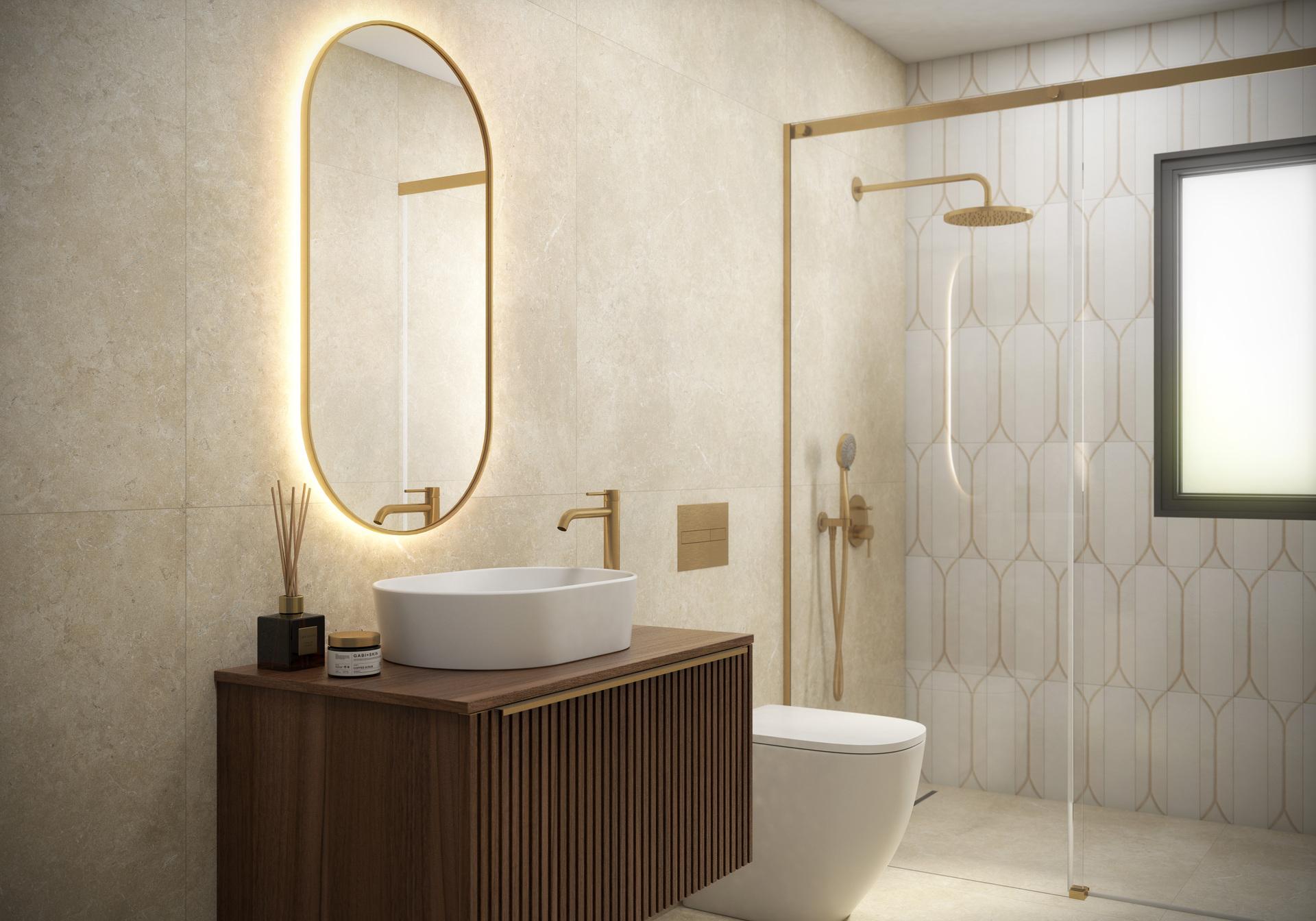 Bathroom with shower or bath in new-build villa, Algorfa