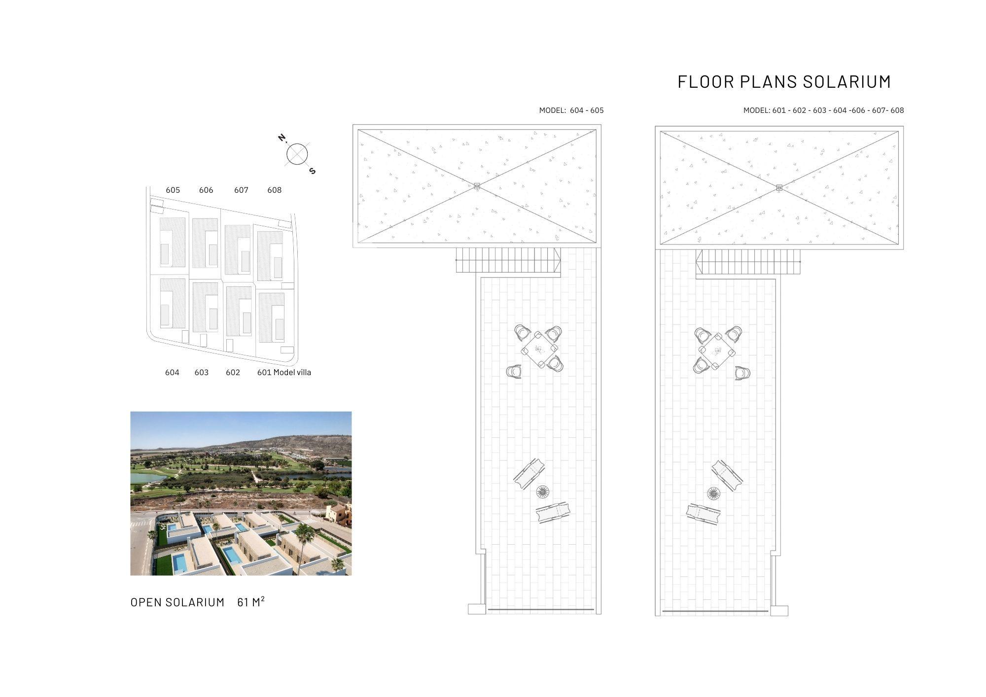 Upper-level floor plan showing solarium layout, new-build villa, Algorfa