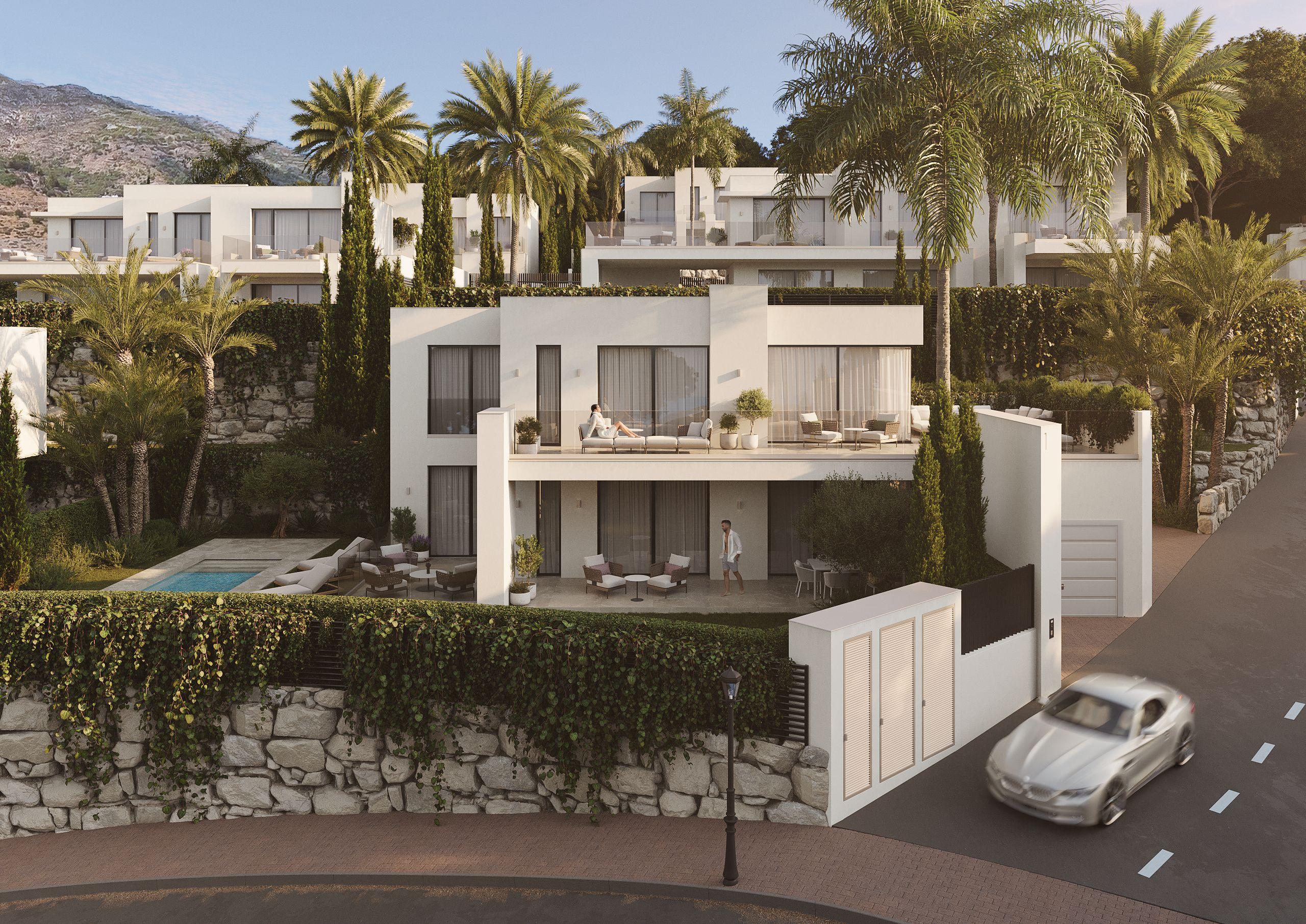 Master bedroom interior in new-build villa, Mijas Pueblo