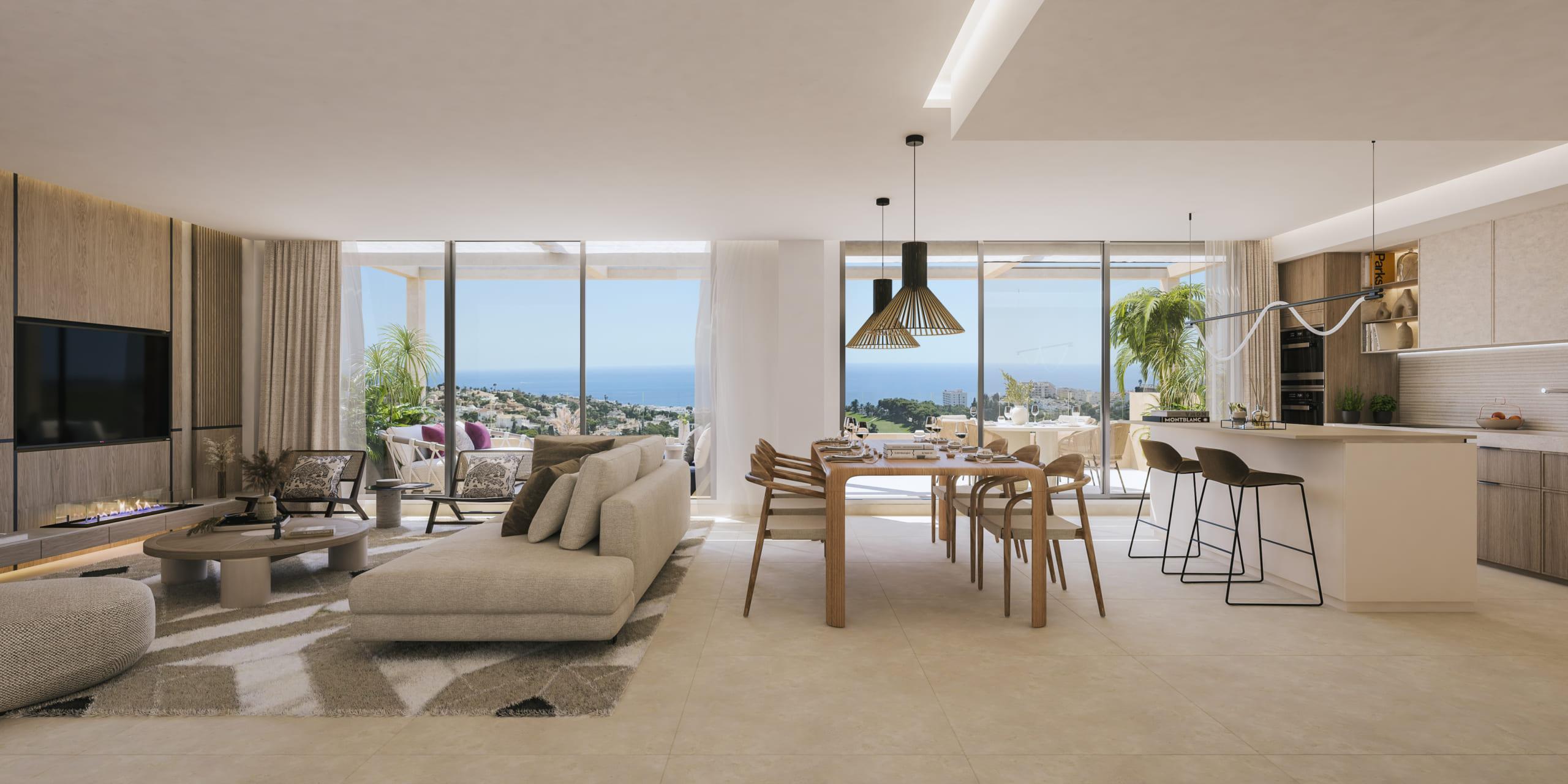 Main bedroom with built-in storage in 3-bedroom penthouse, Cortijo Torrequebrada