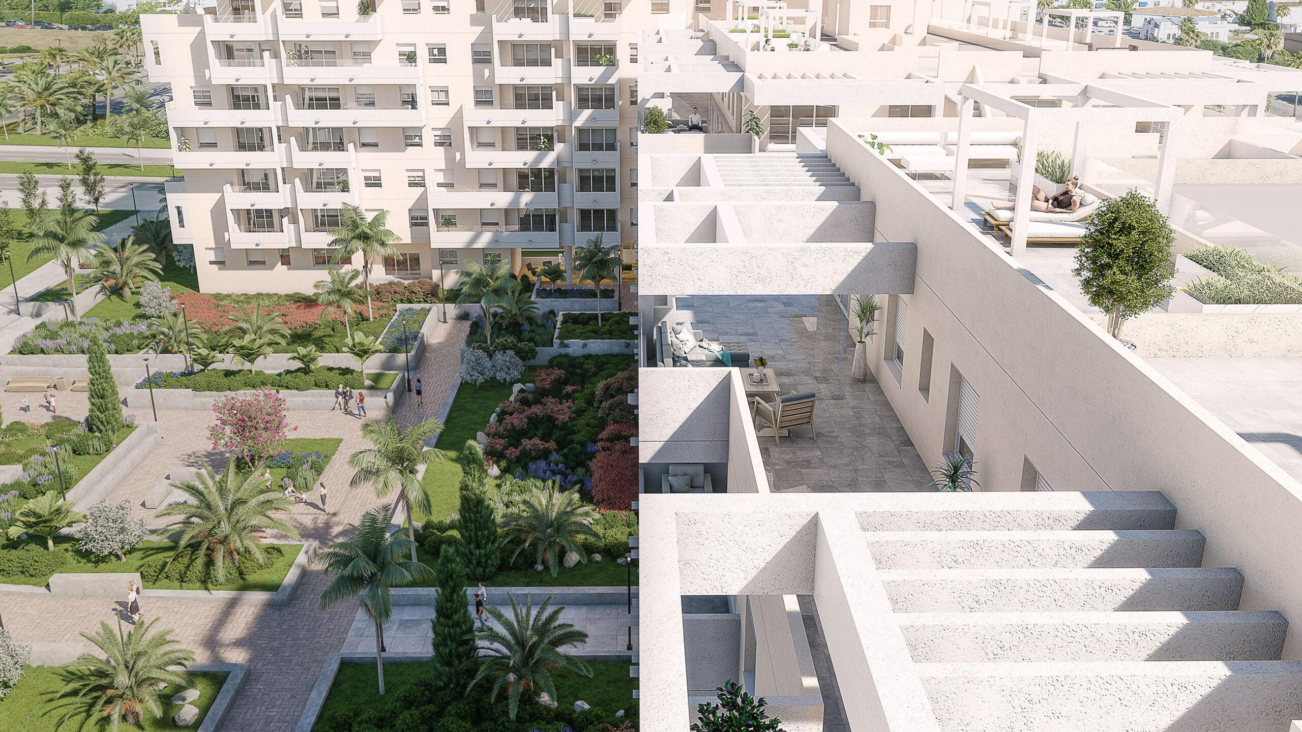 Communal pool area of new-build development, Rodeo Alto, Marbella