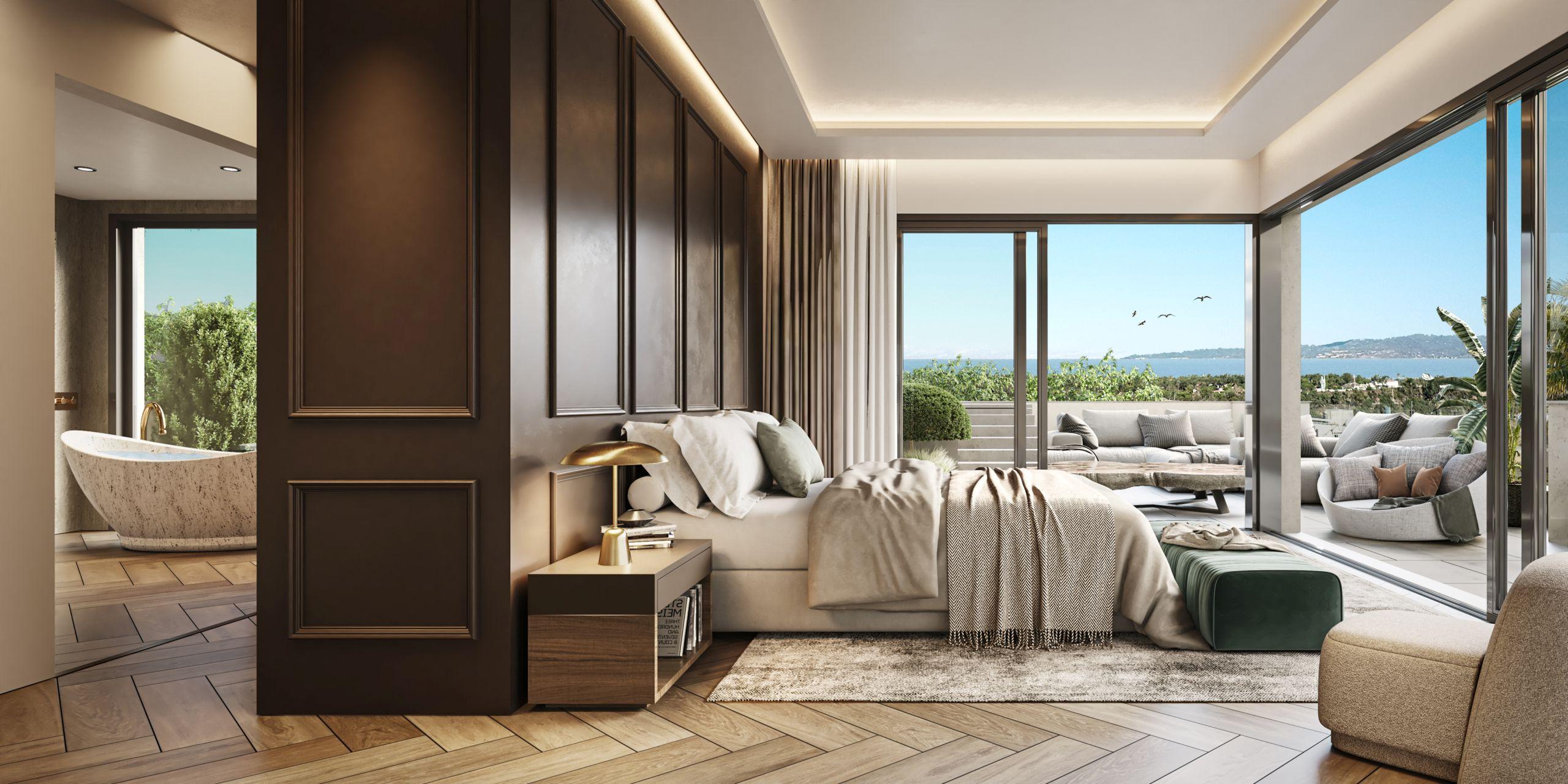 Family bathroom with contemporary fittings in new-build apartment, Rio Real, Marbella